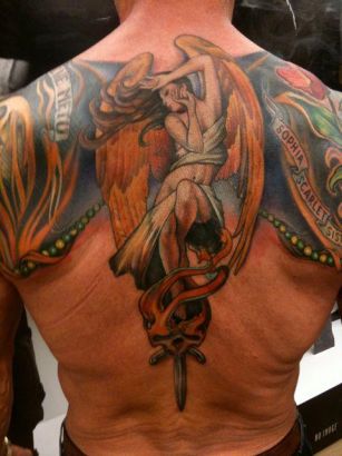 Sylvester Stallone Back Tattoo